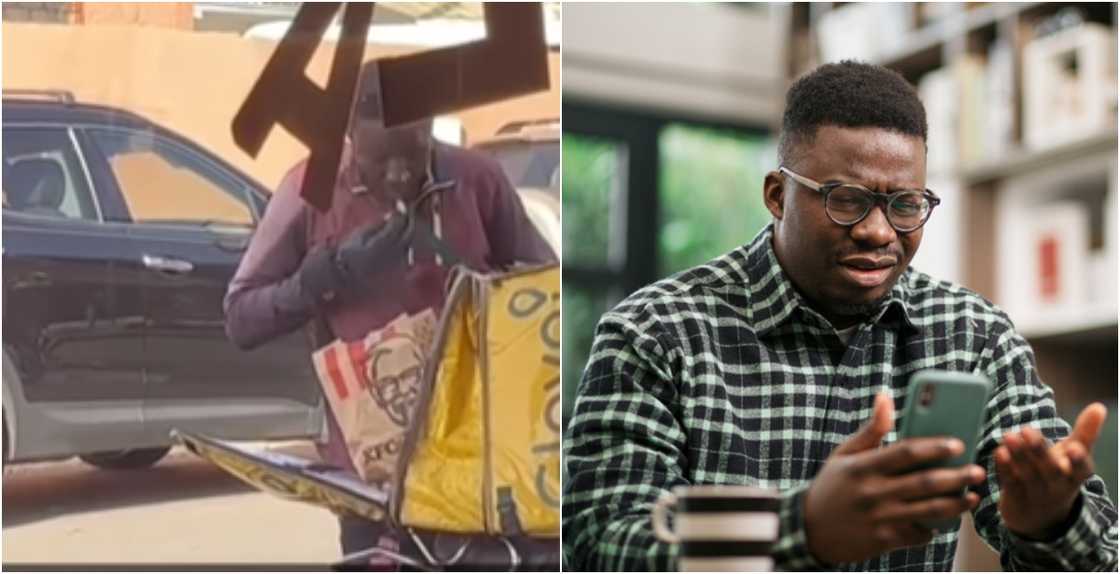 Food Delivery Guy Caught On Camera Eating Part Of Meal He Was Sending To Customer Food Delivery Guy Caught On Camera Eating Part Of Meal He Was Sending To Customer