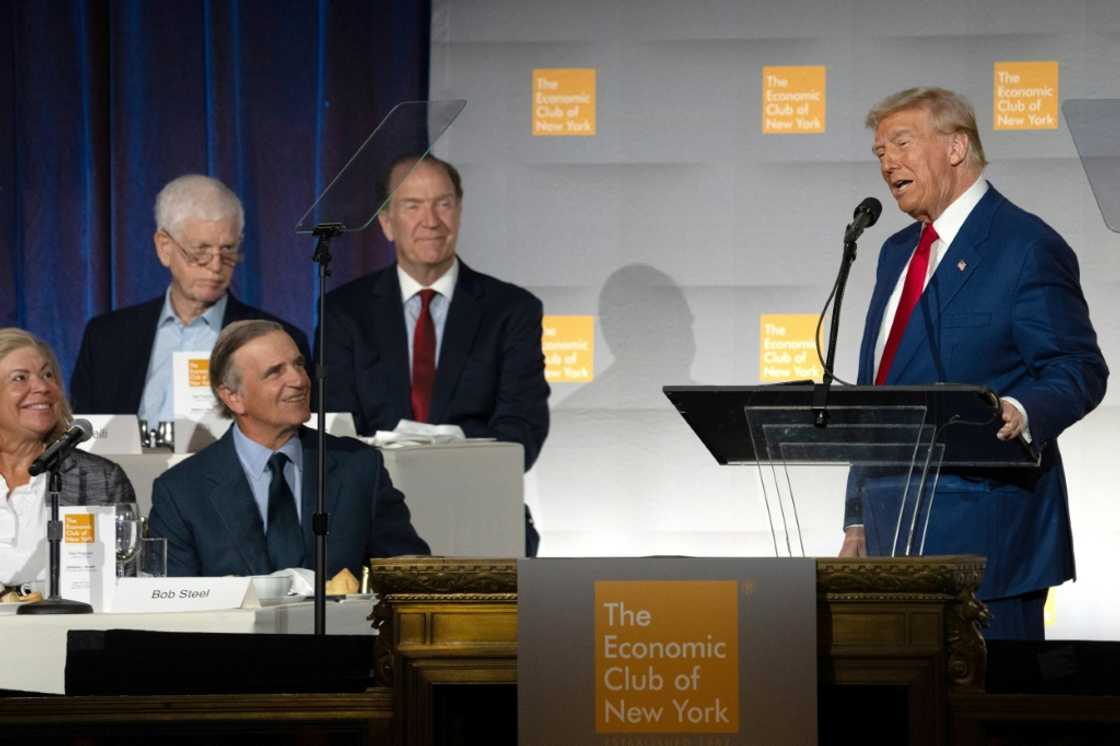 US President-elect Donald Trump, pictured at the Economic Club of New York on September 5, 2024, has vowed to make 'America the world capital for crypto and Bitcoin'