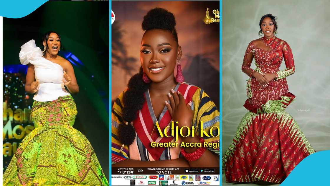 2025 GMB third runner-up Adjorkor, 2025 GMB judge Janet Sunkwa-Mills, 2025 GMB first runner-up Asakia, 2025 GMB winner Etornam, 2025 GMB judge Linda Ampah and 2025 GMB Nana Adwoa Awindor