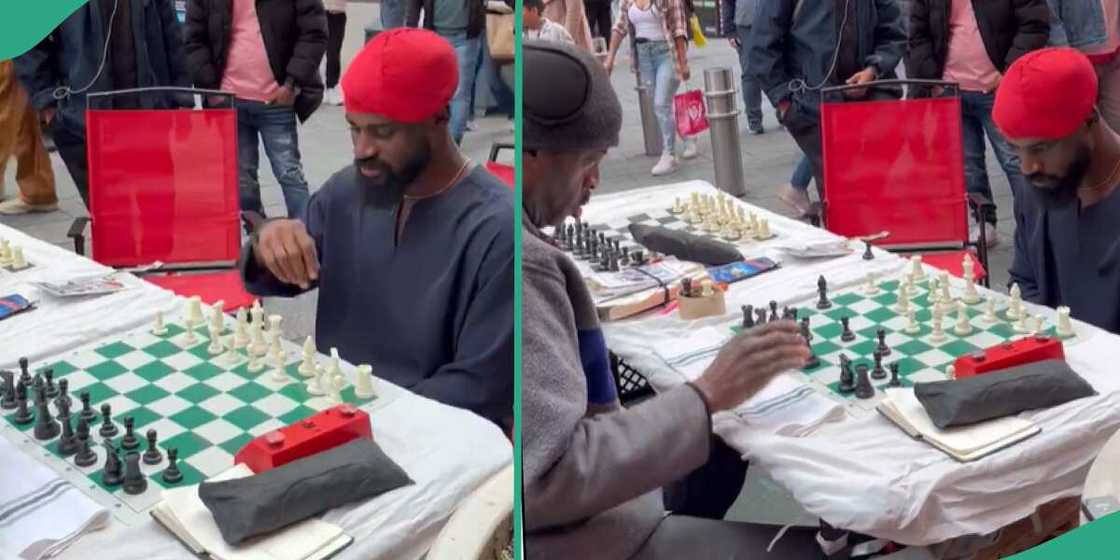 Chess master Tunde Onakoya playing in New York.