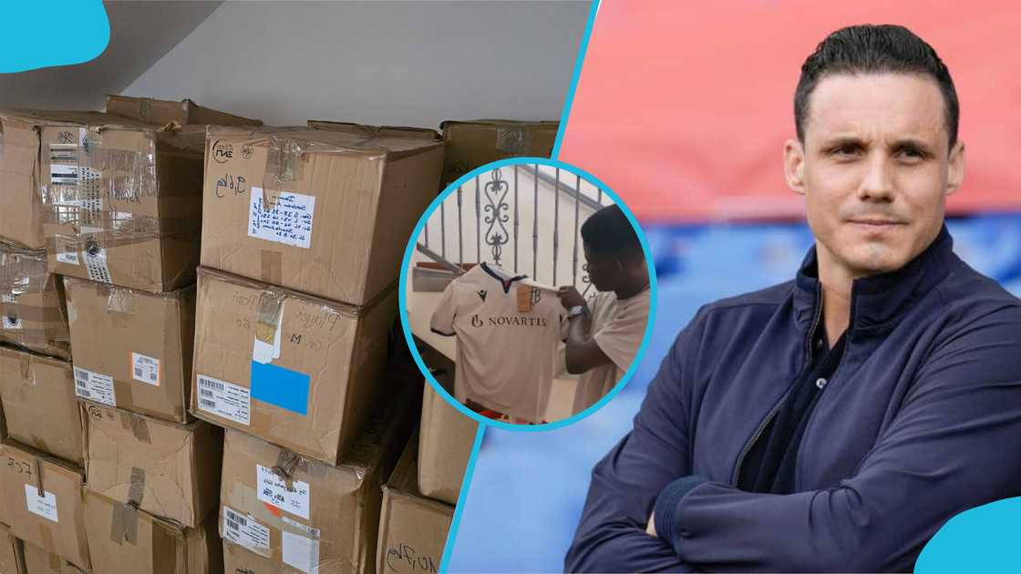 Swiss club donates jerseys to Ghanaian footballers. Swiss club donates jerseys to Ghanaian footballers.