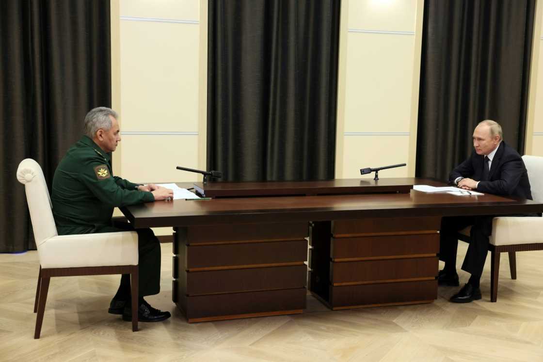 Russian President Vladimir Putin meets with Defence Minister Sergei Shoigu on October 28 Russian President Vladimir Putin meets with Defence Minister Sergei Shoigu on October 28
