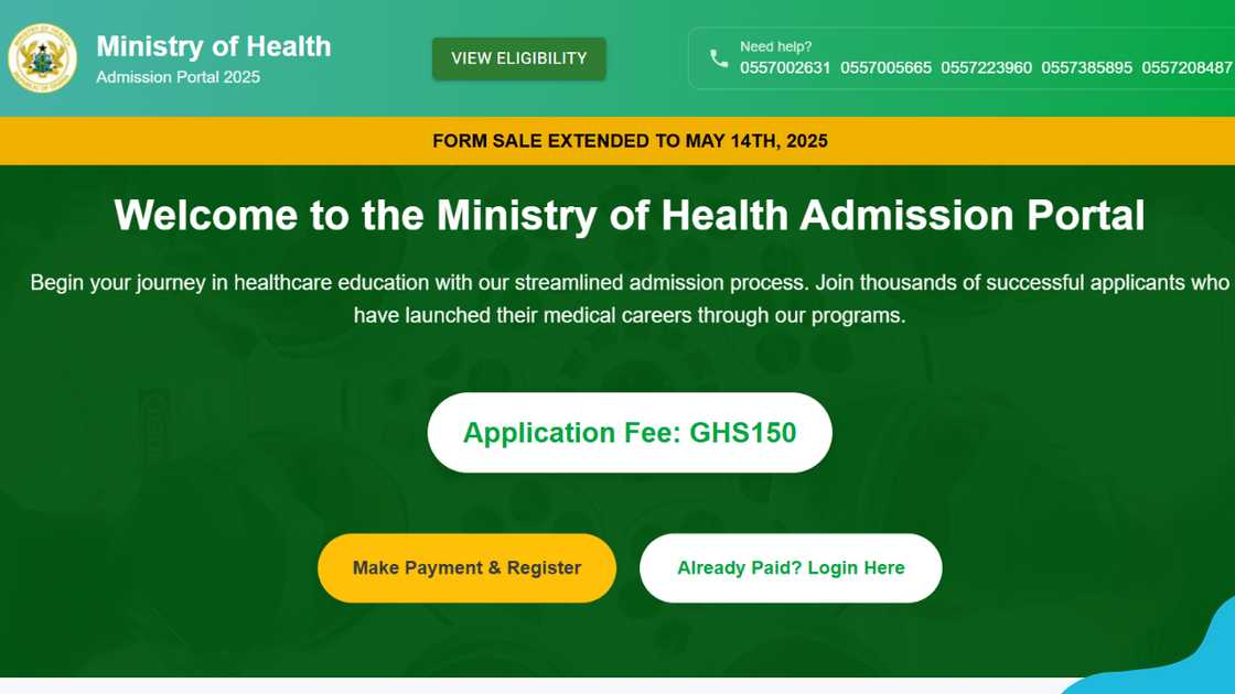 The homepage of the Health Training application portal. The homepage of the Health Training application portal.