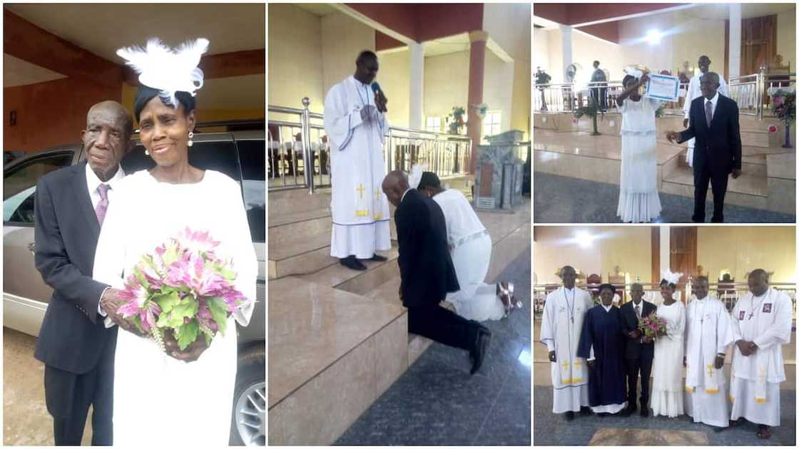 99-year-old Nigerian man marries his 86-year-old lover in church wedding ceremony 99-year-old Nigerian man marries his 86-year-old lover in church wedding ceremony