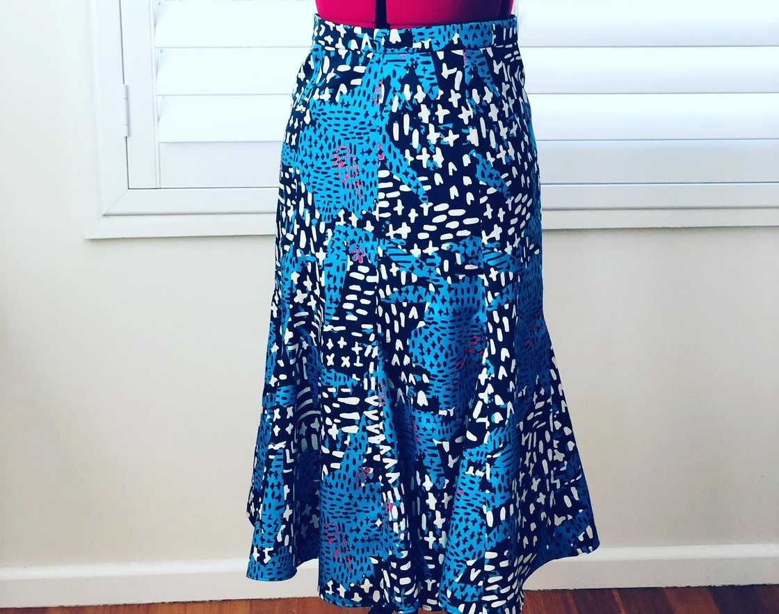 Display of an African gored skirt Display of an African gored skirt