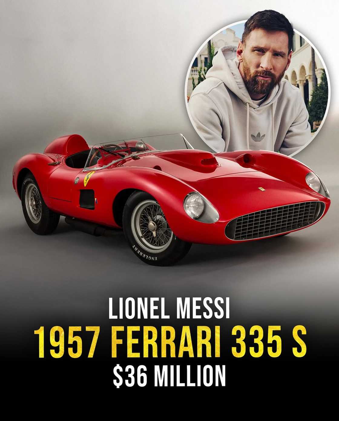 Inter Miami talisman Lionel Messi's 1957 Ferrari 335 S Spider Scaglietti ($36 million) is the most expensive car in the world owned by a football star Inter Miami talisman Lionel Messi's 1957 Ferrari 335 S Spider Scaglietti ($36 million) is the most expensive car in the world owned by a football star