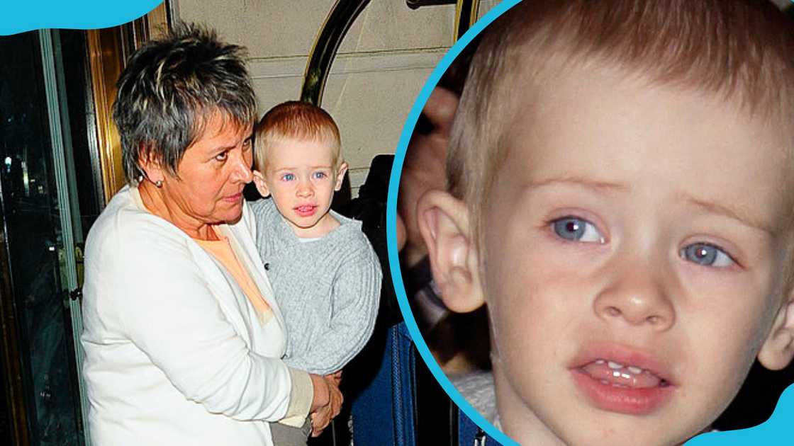 Young Henry Daniel Moder and her grandmother leaving a hotel Young Henry Daniel Moder and her grandmother leaving a hotel