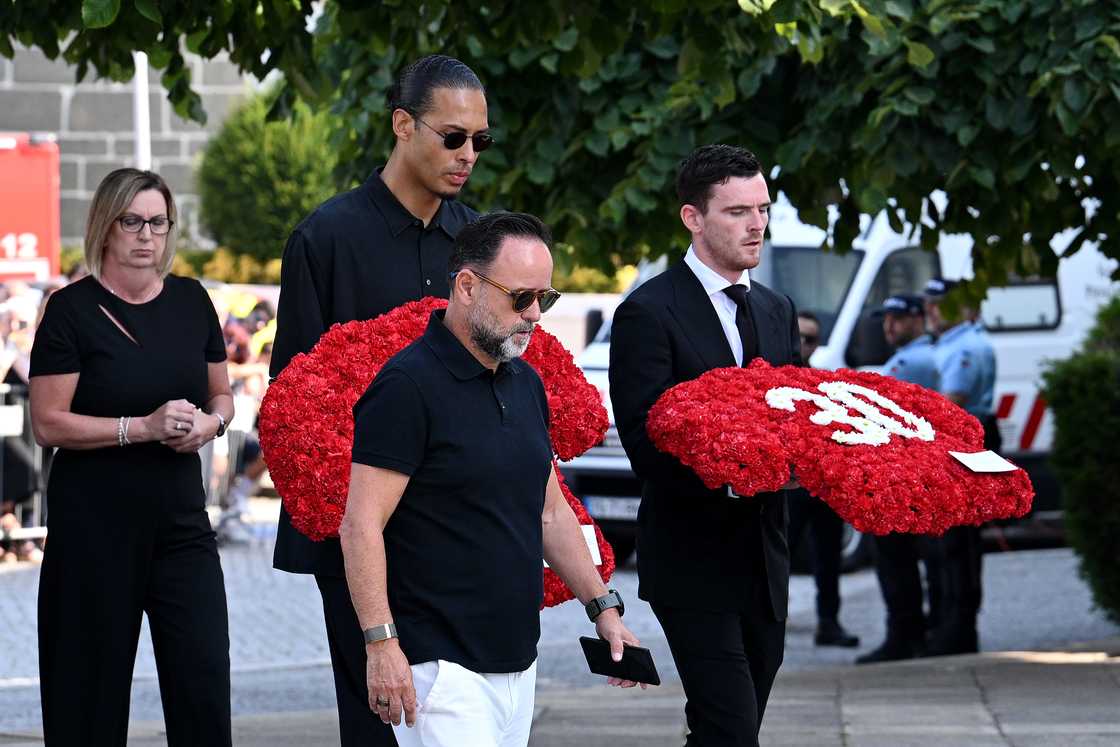 Van Dijk, Alexander Robertson, Liverpool players at Jota's funeral Van Dijk, Alexander Robertson, Liverpool players at Jota's funeral