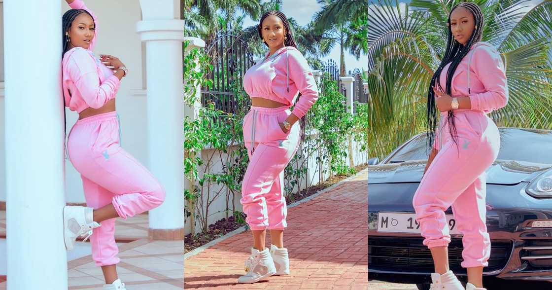 Hajia4Real shows off her plush Trassaco mansion and cars as she returns from Tanzania trip (video)