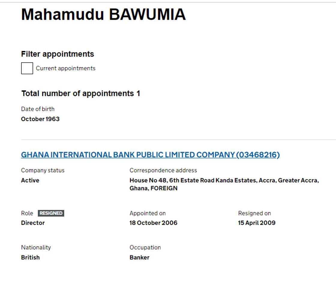 Bawumia is listed as British on the UK Companies House website.