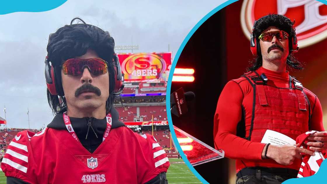 Dr DisRespect poses for a photo (L). Dr. DisRespect presents on stage (R) Dr DisRespect poses for a photo (L). Dr. DisRespect presents on stage (R)