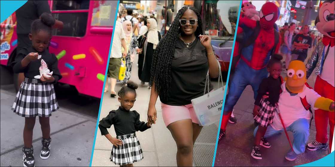 Tracey Boakye and her daughter Nana Akua Nhyira at Times Square, New York