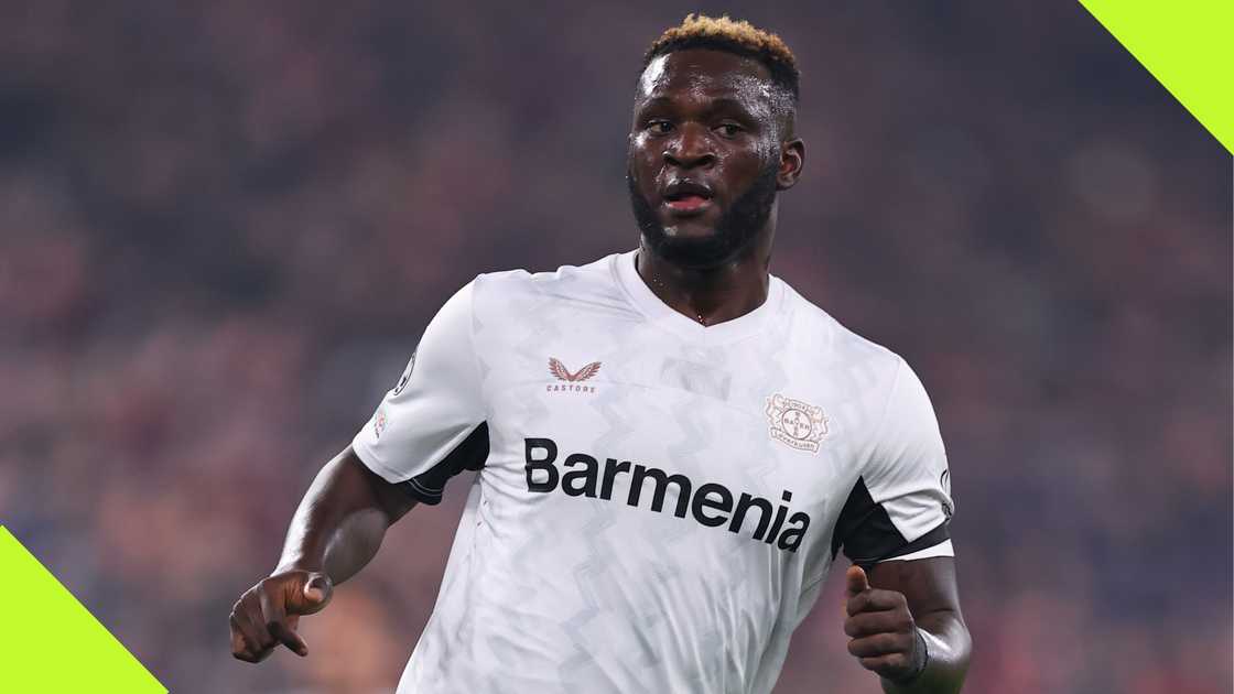 Victor Boniface, Bayer Leverkusen, Liverpool, Anfield, Merseyside, England, UEFA Champions League. Victor Boniface, Bayer Leverkusen, Liverpool, Anfield, Merseyside, England, UEFA Champions League.