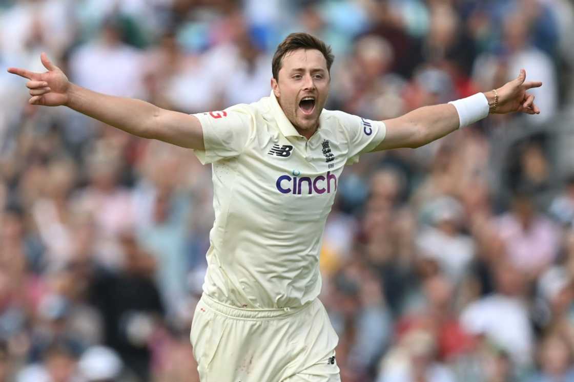 Ollie Robinson celebrating a Test wicket against India in September 2021 Ollie Robinson celebrating a Test wicket against India in September 2021