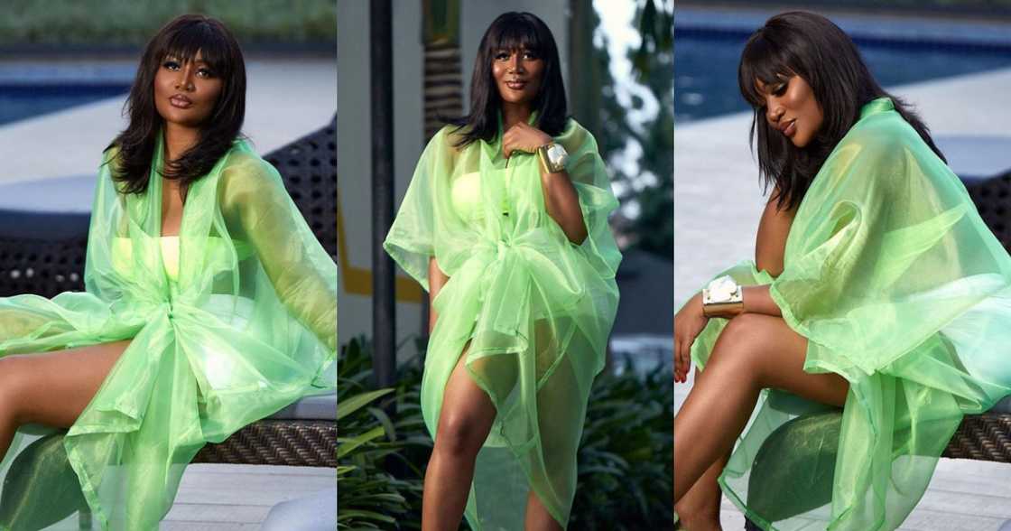 Sandra Ankobiah Drops Jaws with Photos Showing Off Her Natural Beauty in See-through Dress, Fans go Gaga