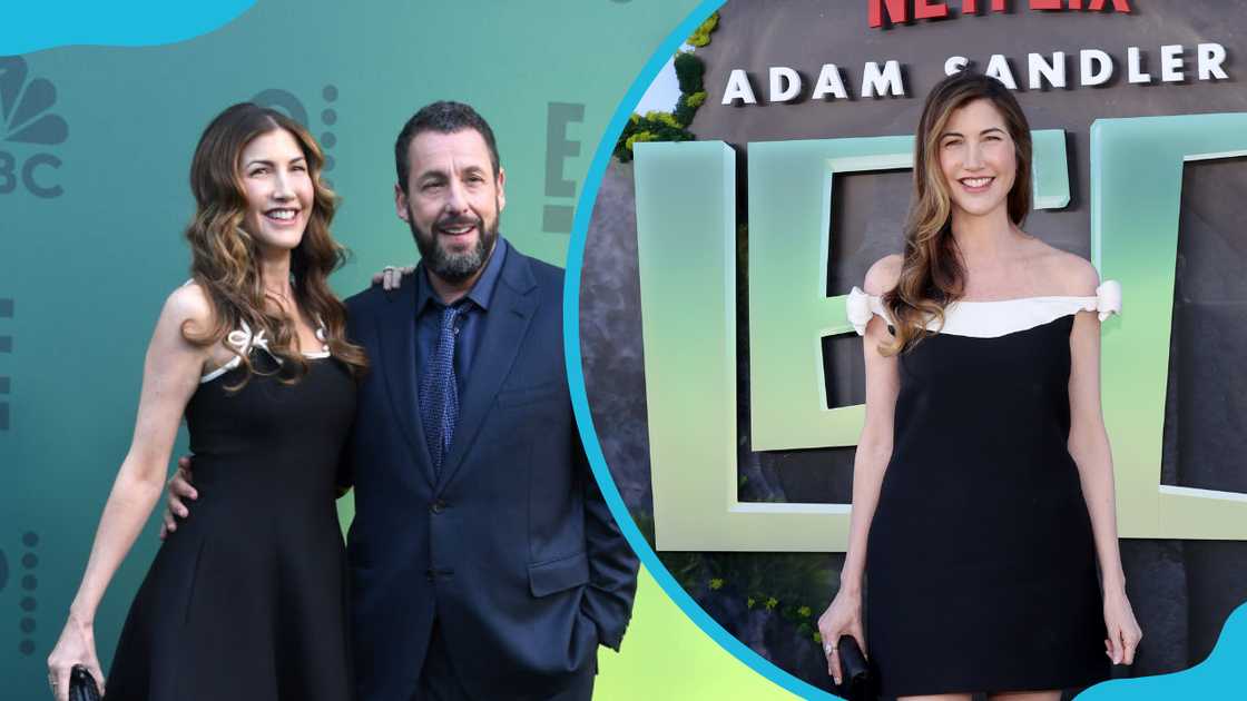 Jackie Sandler and Adam Sandler at separate events in Santa Monica (L) and Los Angeles, California (R)