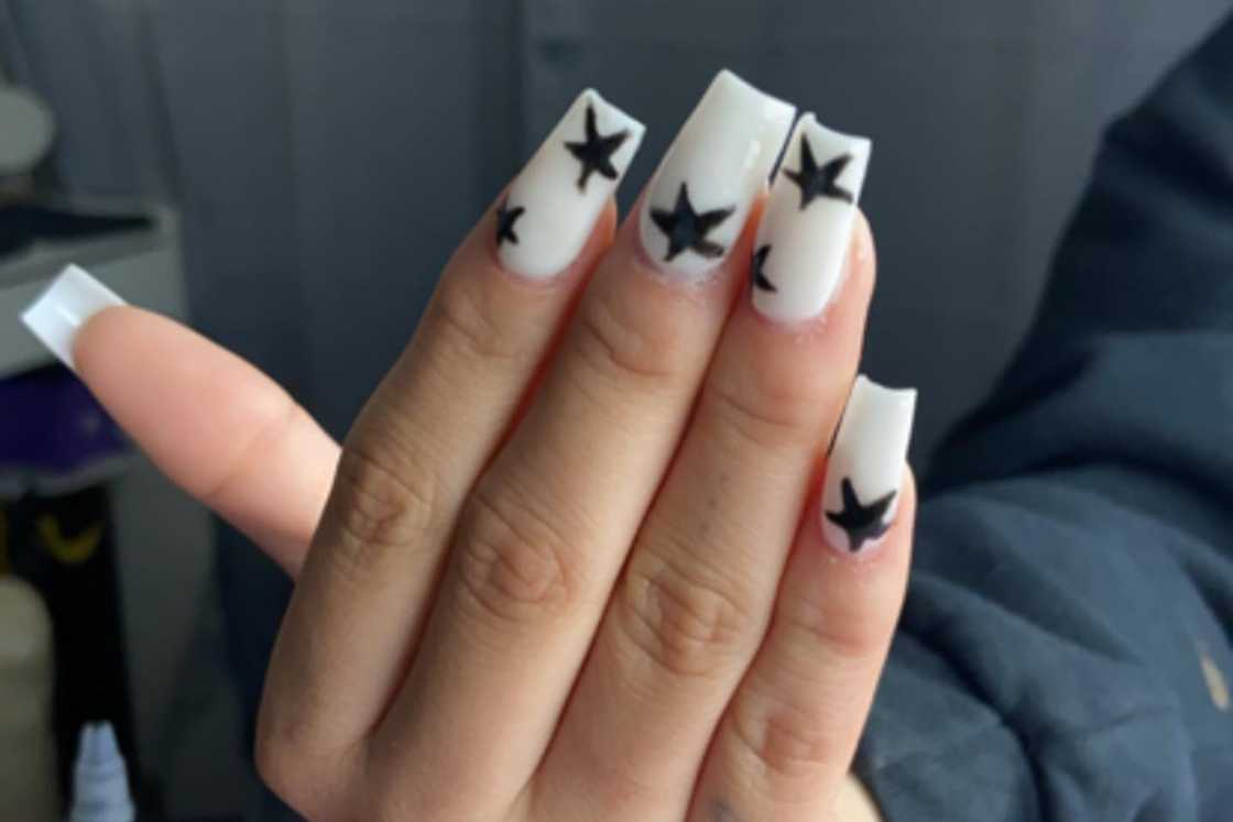 White nails with design