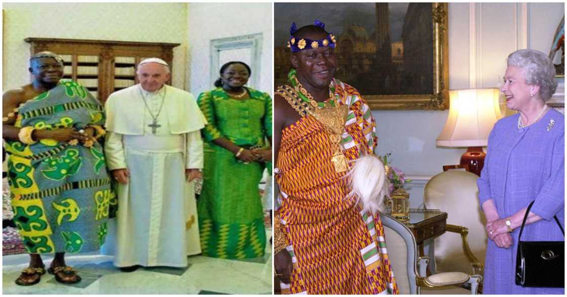 Otumfuo with Pope Francis and Queen Elizabeth Otumfuo with Pope Francis and Queen Elizabeth