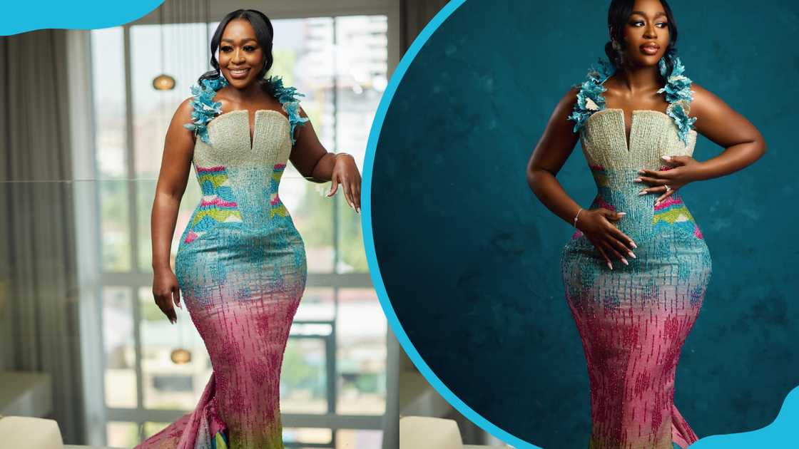 Kente halter neck corset gown with hand cutout 3d details Kente halter neck corset gown with hand cutout 3d details