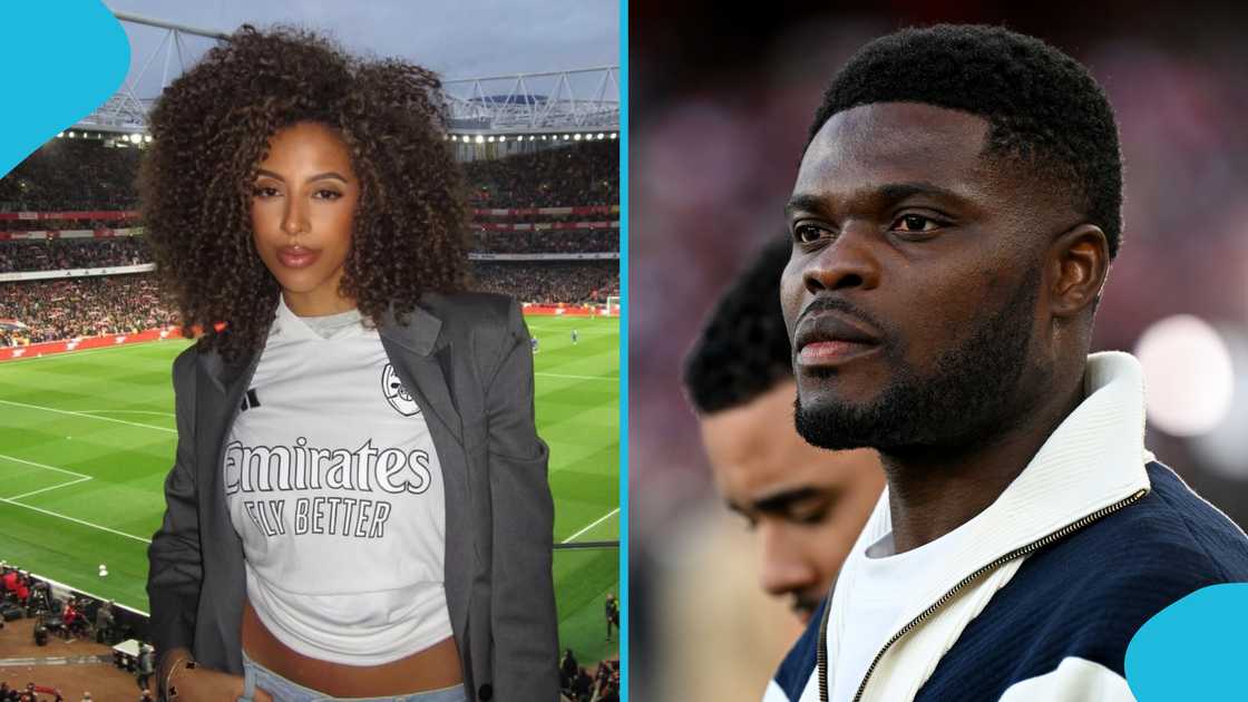Thomas Partey, Janine Mackson, wife, partner, spouse, fiancée, Ghana football, UEFA Champions League, Emirates Stadium, PSG, semi-final, suspension. Thomas Partey, Janine Mackson, wife, partner, spouse, fiancée, Ghana football, UEFA Champions League, Emirates Stadium, PSG, semi-final, suspension.