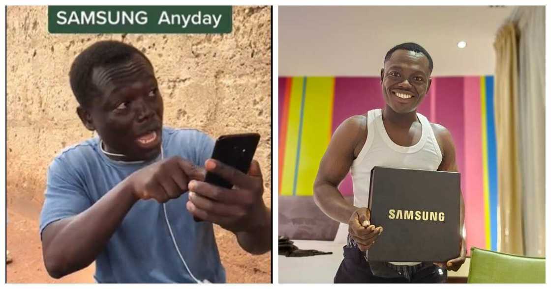Samsung Ghana gifts Mr Sanjus a phone and money Samsung Ghana gifts Mr Sanjus a phone and money