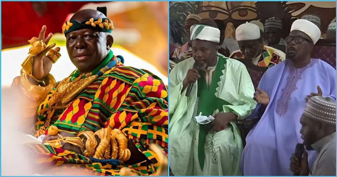 Otumfuo humbly bows his head to receive prayers from Ashanti Regional Imams