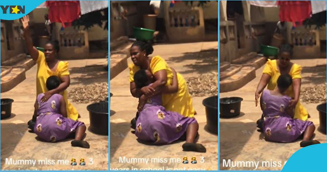 Photo of a Ghanaian woman hugging her daughter tightly as she returned from school after WASSCE Photo of a Ghanaian woman hugging her daughter tightly as she returned from school after WASSCE