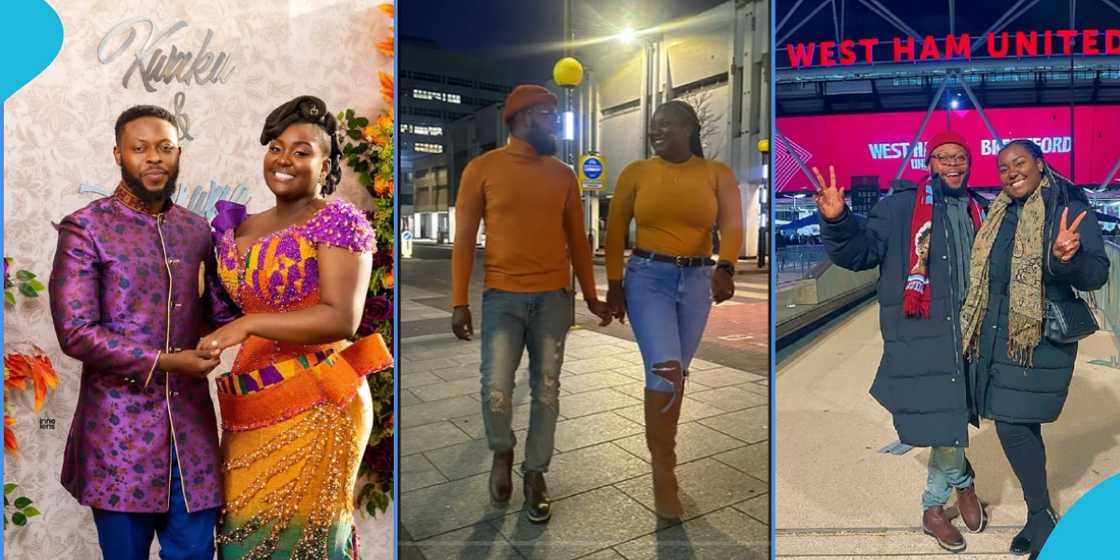Kalybos and his wife, Antwiwaa, spent time abroad and twinned in matching outfits Kalybos and his wife, Antwiwaa, spent time abroad and twinned in matching outfits