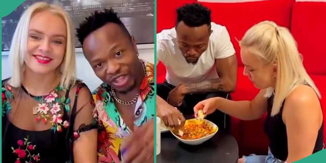 Oyinbo lady roasts two tubers of yam for her husband. Oyinbo lady roasts two tubers of yam for her husband.