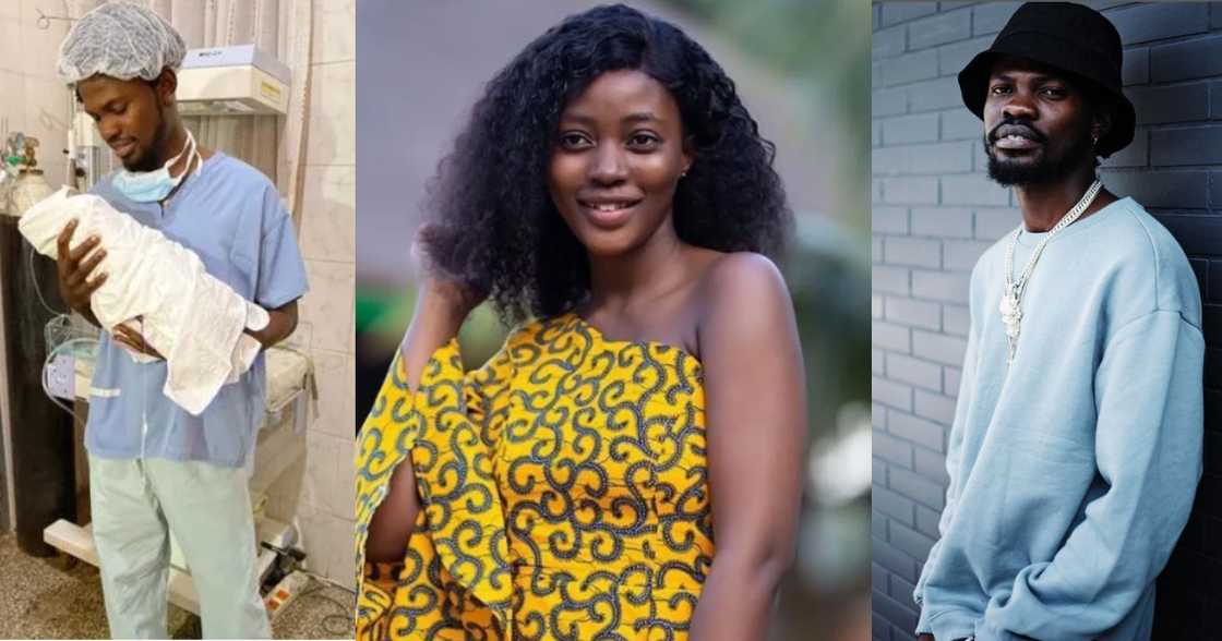 Fameye and his first child (L), his baby mama Bridget Agyemang Boateng Fameye and his first child (L), his baby mama Bridget Agyemang Boateng