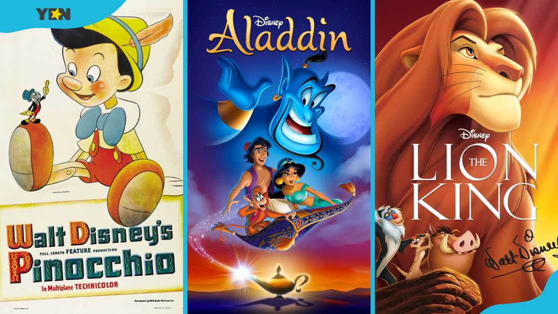 Iconic Disney classics: Pinocchio (1940), Aladdin (1992), The Lion King (1994) Iconic Disney classics: Pinocchio (1940), Aladdin (1992), The Lion King (1994)
