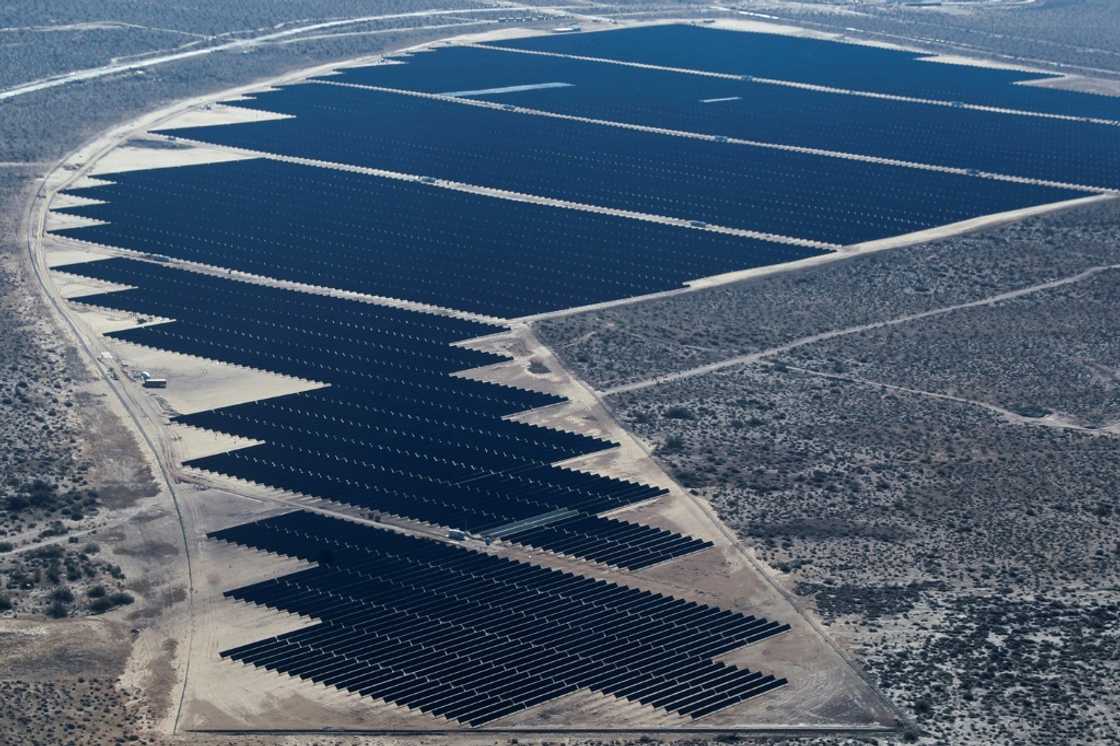 Aerial view of the largest solar energy project in all of Latin America, in Puerto Penasco, Sonora state, Mexico Aerial view of the largest solar energy project in all of Latin America, in Puerto Penasco, Sonora state, Mexico