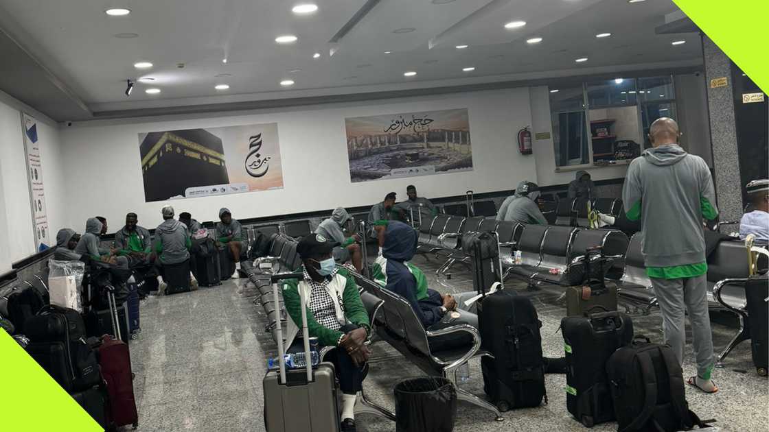 Super Eagles players and staff stranded at Al Abaq Stadium in Libya. Super Eagles players and staff stranded at Al Abaq Stadium in Libya.
