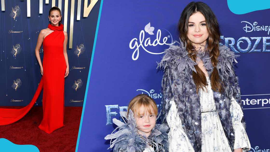 Selena at the Primetime Emmy Awards and with Gracie at a Disney premiere. Selena at the Primetime Emmy Awards and with Gracie at a Disney premiere.