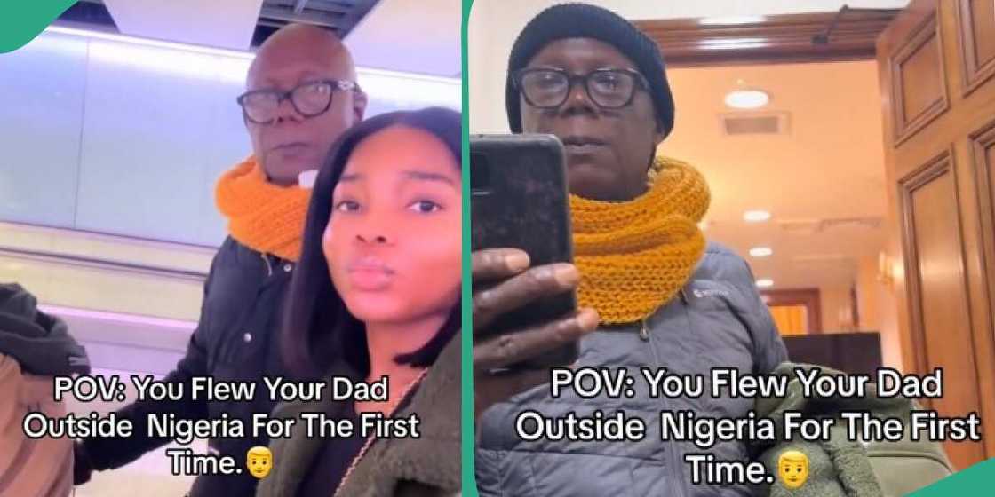 Nigerian lady celebrates flying her dad outside Nigeria for the first time Nigerian lady celebrates flying her dad outside Nigeria for the first time
