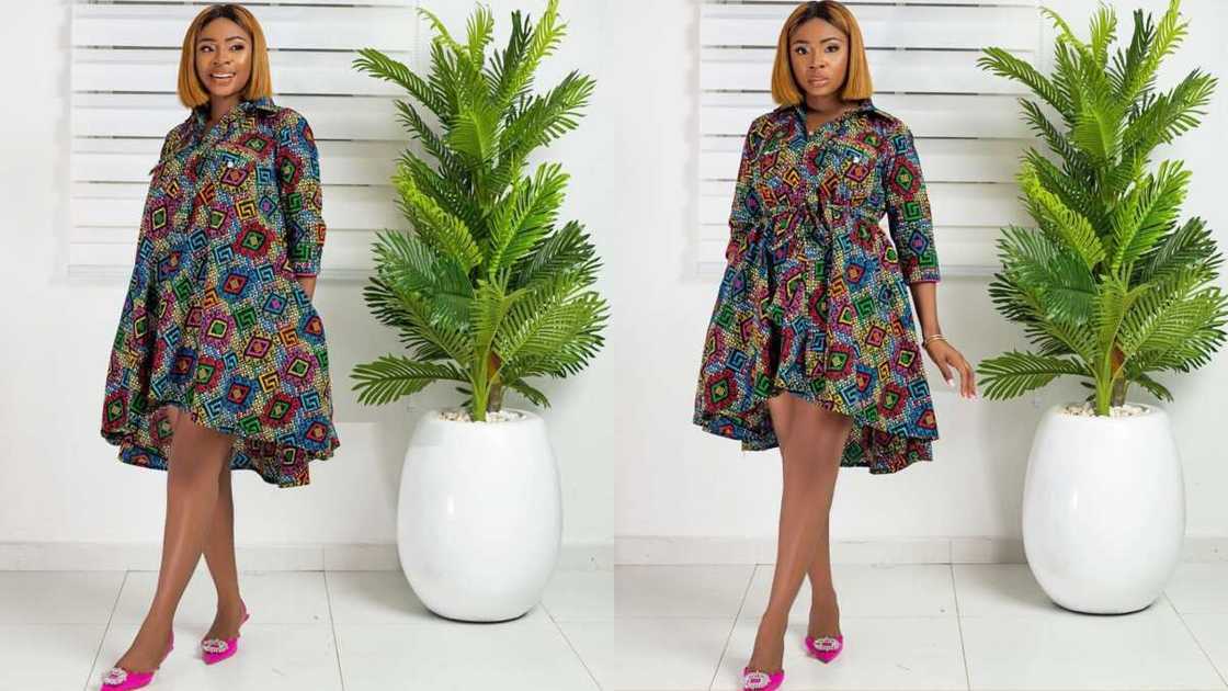 Short Ankara high-low shirt dress Short Ankara high-low shirt dress