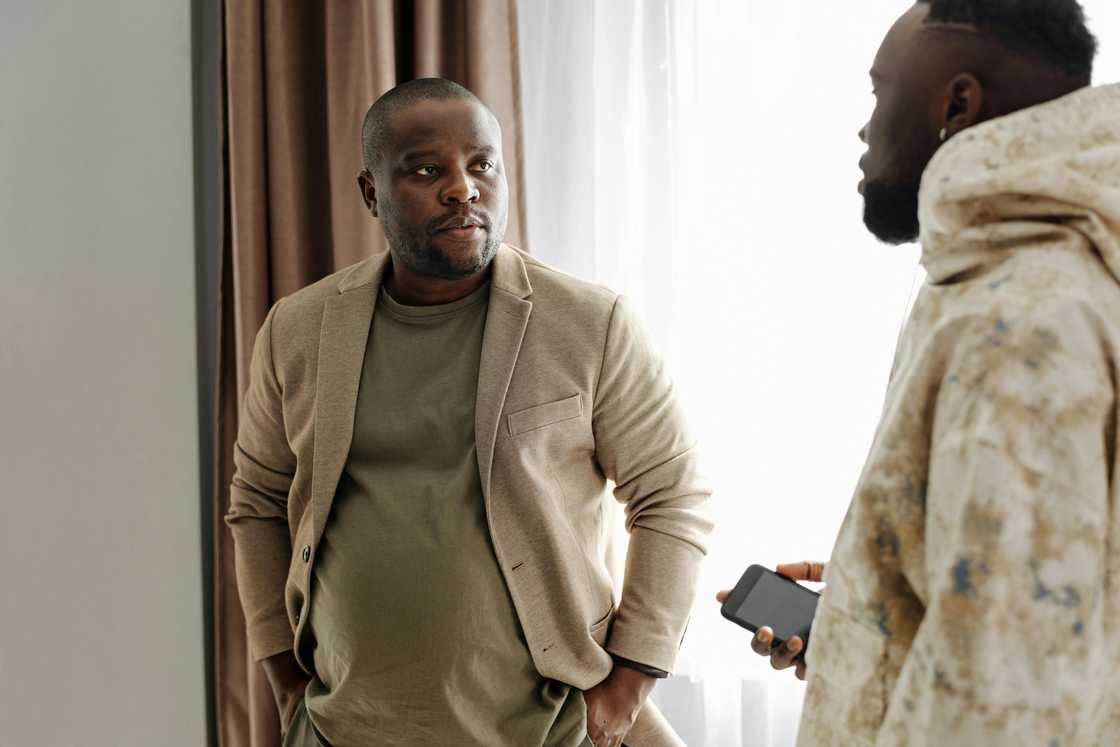 Two men talking Two men talking