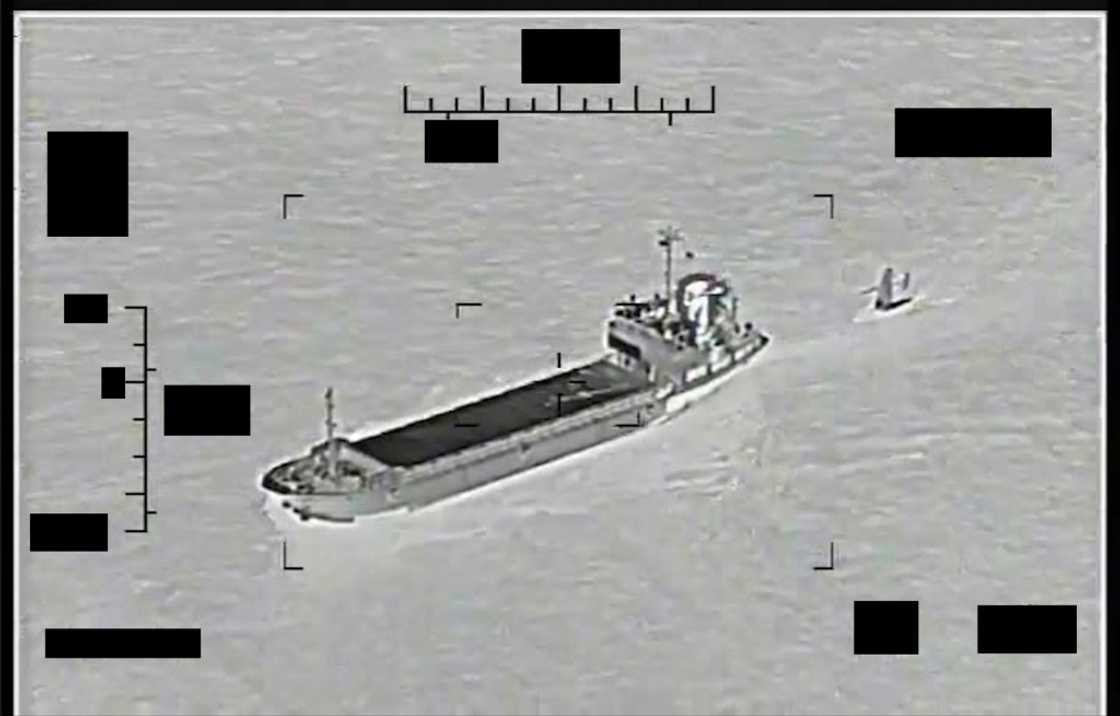 The Iranian Islamic Revolutionary Guard Corps Navy support ship "Shahid Baziar" towing a US Navy Saildrone Explorer unmanned surface vessel in the Gulf. The Iranian Islamic Revolutionary Guard Corps Navy support ship "Shahid Baziar" towing a US Navy Saildrone Explorer unmanned surface vessel in the Gulf.