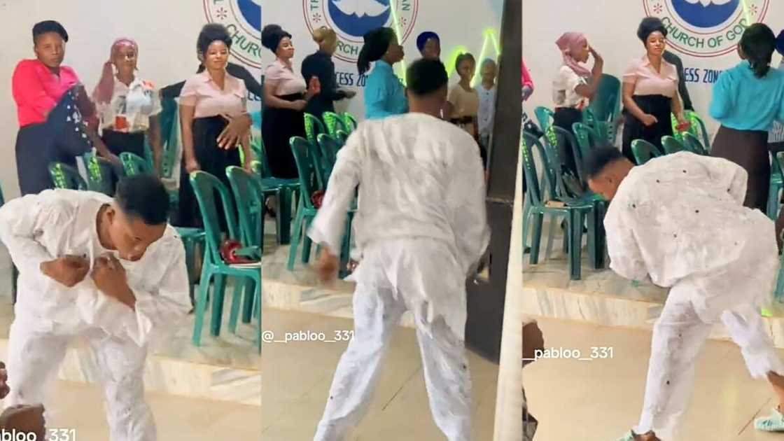 Photo of young man dancing in church