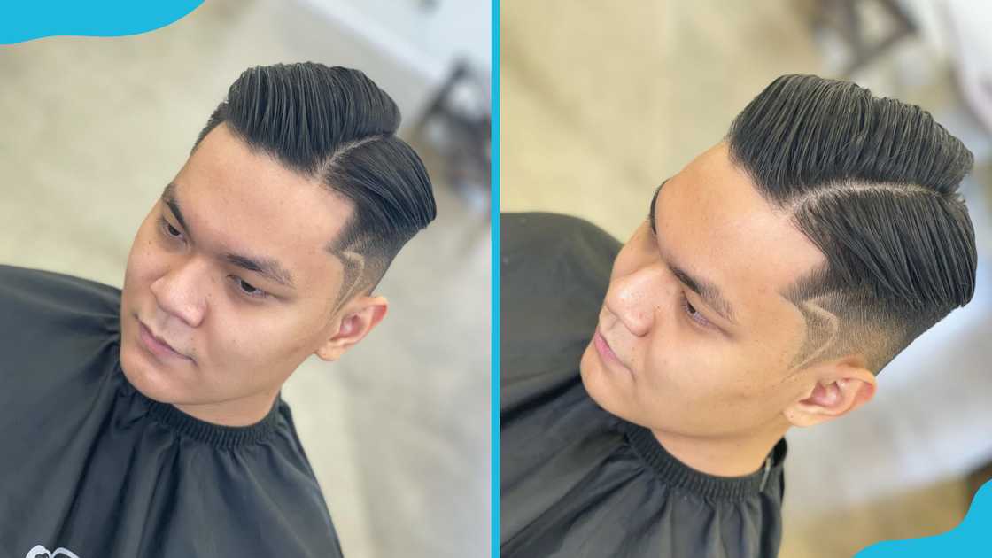 Side-parted pompadour Side-parted pompadour