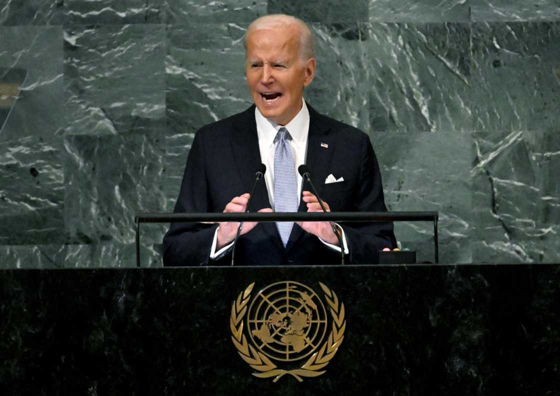 US President Joe Biden addresses the 77th session of the United Nations General Assembly on September 21, 2022 US President Joe Biden addresses the 77th session of the United Nations General Assembly on September 21, 2022