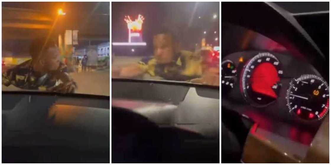 Video of Nigerian man hanging on to bonnet of lady's car because she didn't give him money sparks reactions Video of Nigerian man hanging on to bonnet of lady's car because she didn't give him money sparks reactions