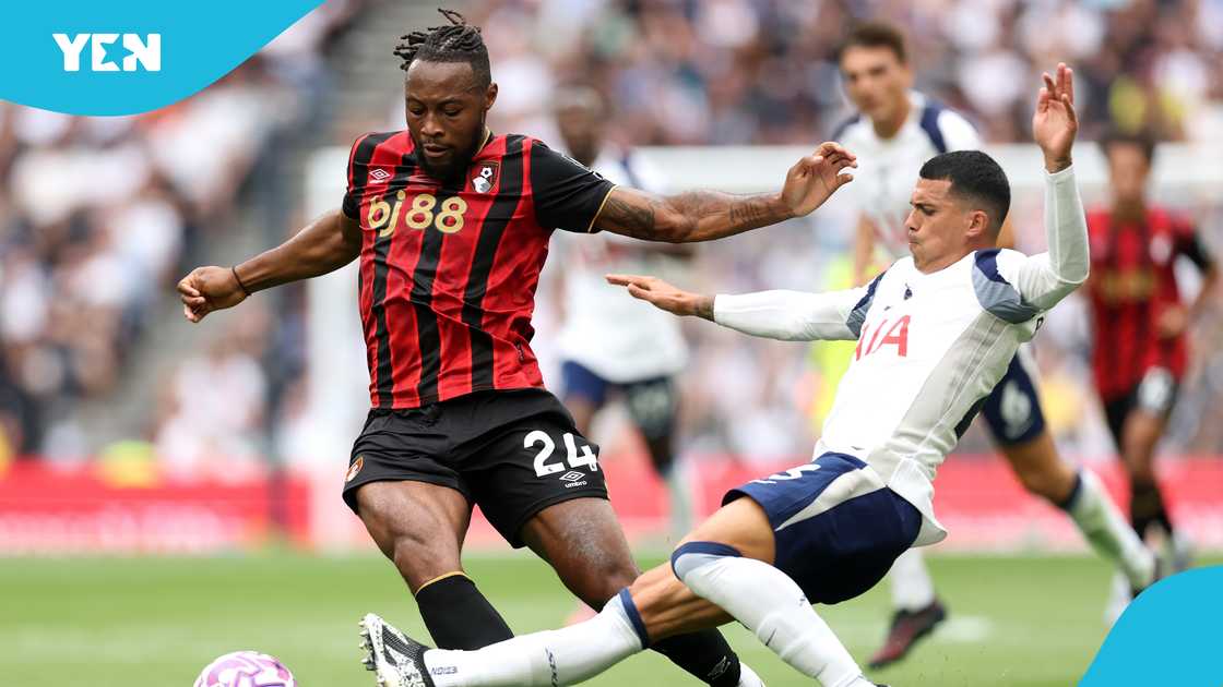 Antoine Semenyo, Bournemouth beat Tottenham, Antoine Semenyo dribbles, Tottenham's Pedro Porro, Black Stars, Premier League.