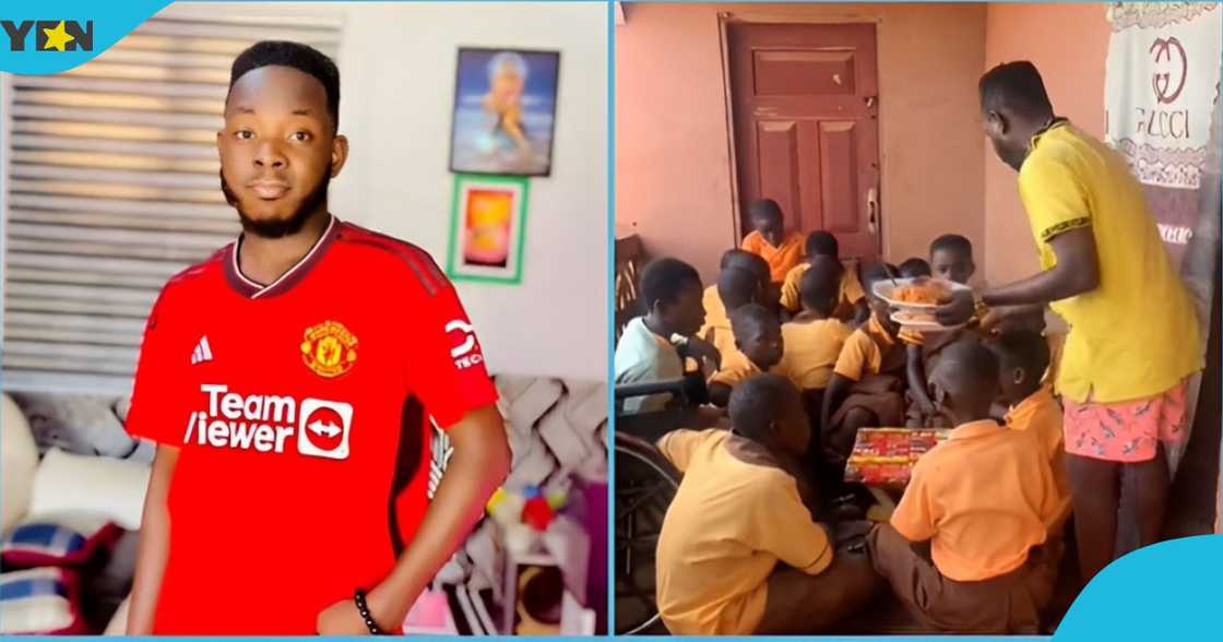 Photo of Nathaniel Akomaning Brewu, a Ghanaian teacher, offering support to his students.