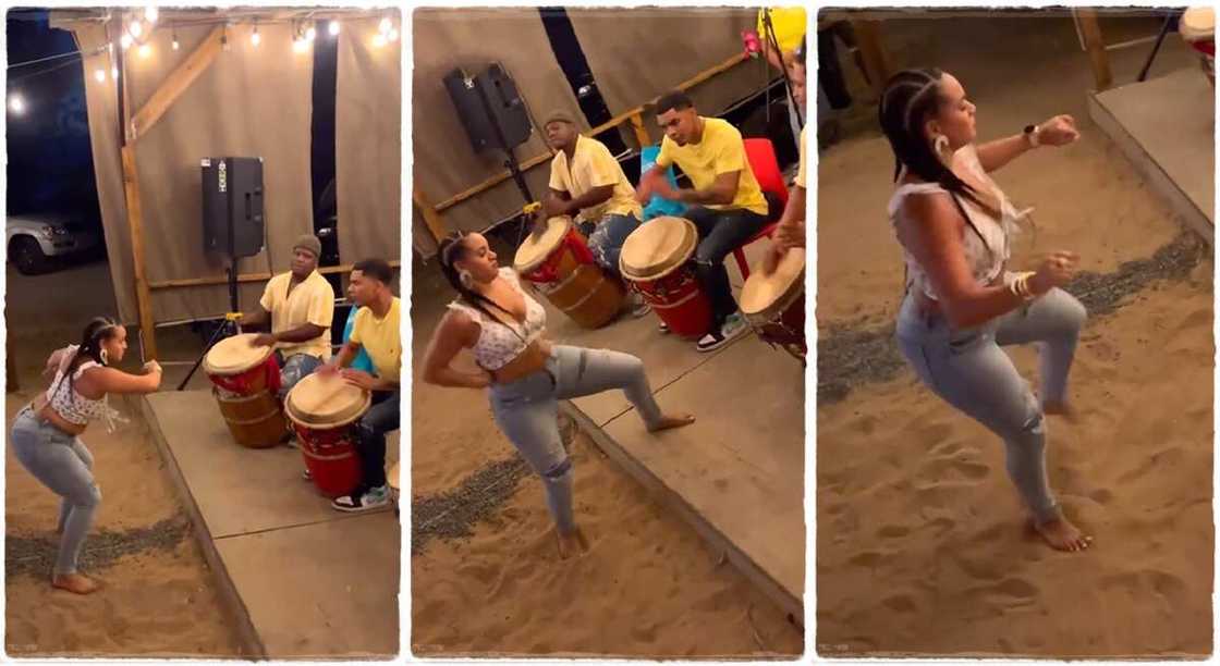 Lady dancing to traditional music. Lady dancing to traditional music.