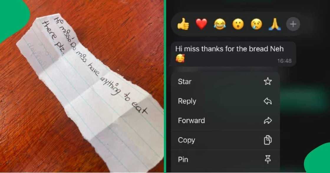 A student asked for food and thanked their teacher for the bread they received. A student asked for food and thanked their teacher for the bread they received.