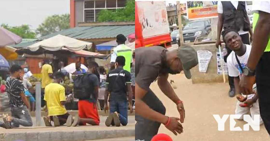 Angry Police officers punish pedestrians refusing to use Madina-Adenta footbridge