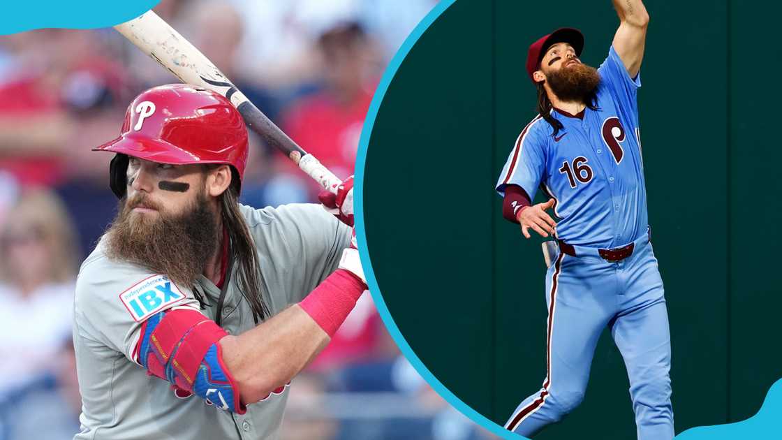 Marsh prepares for a pitch during a baseball game in Washington, DC (L). Brandon in action during a game in Philadelphia (R). Marsh prepares for a pitch during a baseball game in Washington, DC (L). Brandon in action during a game in Philadelphia (R).