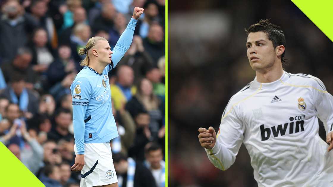 Manchester City forward Erling Haaland matched Cristiano Ronaldo's 100-goal mark after his strike against Arsenal in the Premier League. Manchester City forward Erling Haaland matched Cristiano Ronaldo's 100-goal mark after his strike against Arsenal in the Premier League.