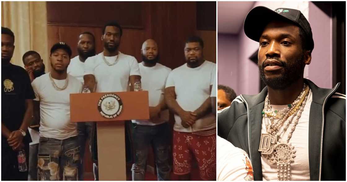 Meek Mill has been slammed by Ghanaians for shooting a music video at the Jubilee House. Meek Mill has been slammed by Ghanaians for shooting a music video at the Jubilee House.